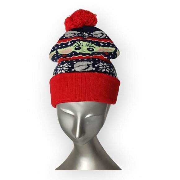 NEW Star Wars Mandalorian Grogu The Child Winter Holiday Pom Slouch Beanie Hat - Picture 12 of 12